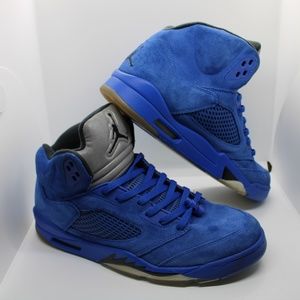 Men's Jordan 5 Retro Blue Suede Game Royal/Black Size 13